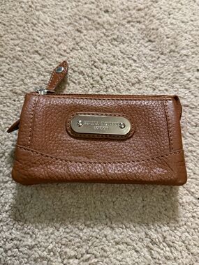 Edina Ronay Tan/Brown Leather Zip Wallet Pouch
